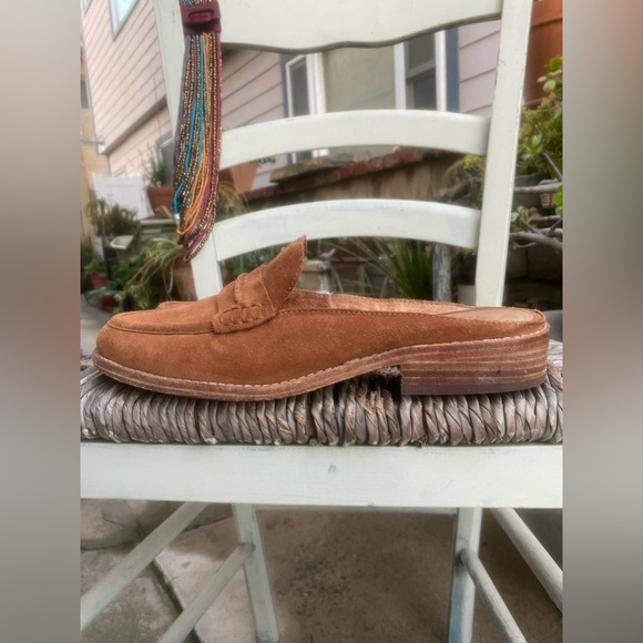 madewell elinor cognac suede penny loafer mules sz. 8 - Picture 2 of 13